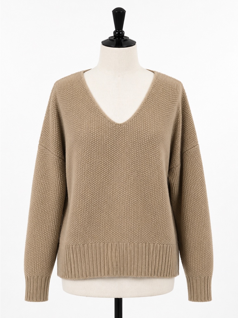 Lucky Brand Cute Taupe V-Neck Knit Sweater, Size S
